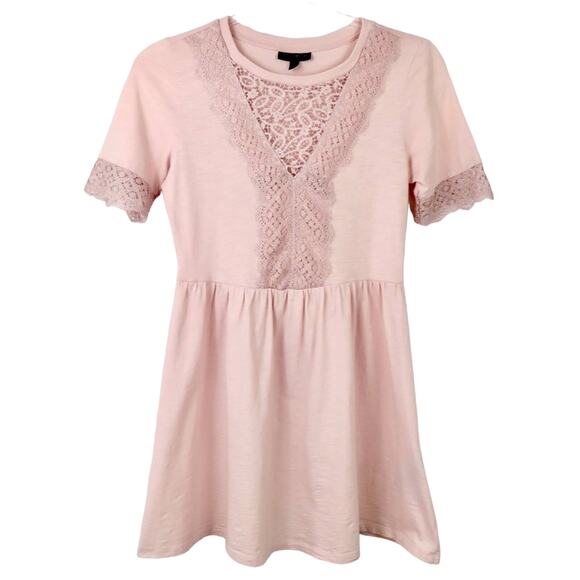 Topshop Blush Lace Panel Mini Dress Casual Size 2 Small - Picture 1 of 4